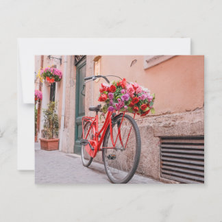 Carte Postale Retro Bike et Floral Postcard