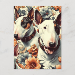 Carte Postale Retro Bull Terrier Peinture sans fil