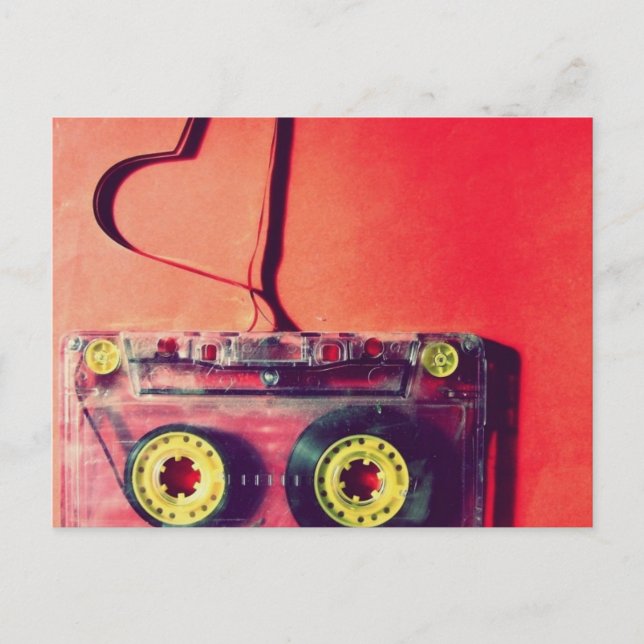 carte postale, rétro, cassette, amour, coeur (Devant)