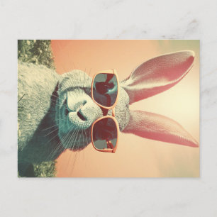 Carte Postale Retro Chillaxage de lapin de Pâques dans l'herbe
