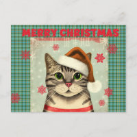 Carte postale Retro Christmas Cat Merry Christmas