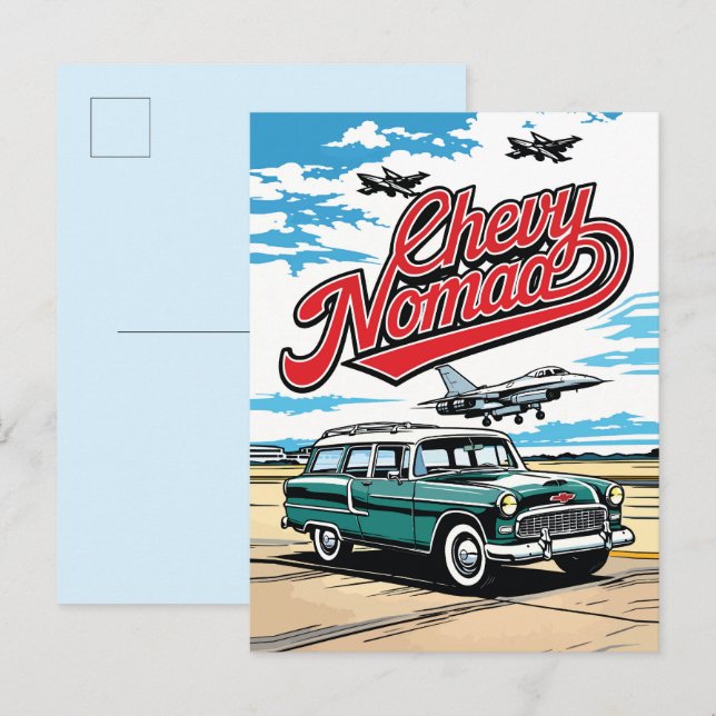 Carte Postale Retro Classic Wagon Sky Pop Art Illustration Print (Devant / Derrière)