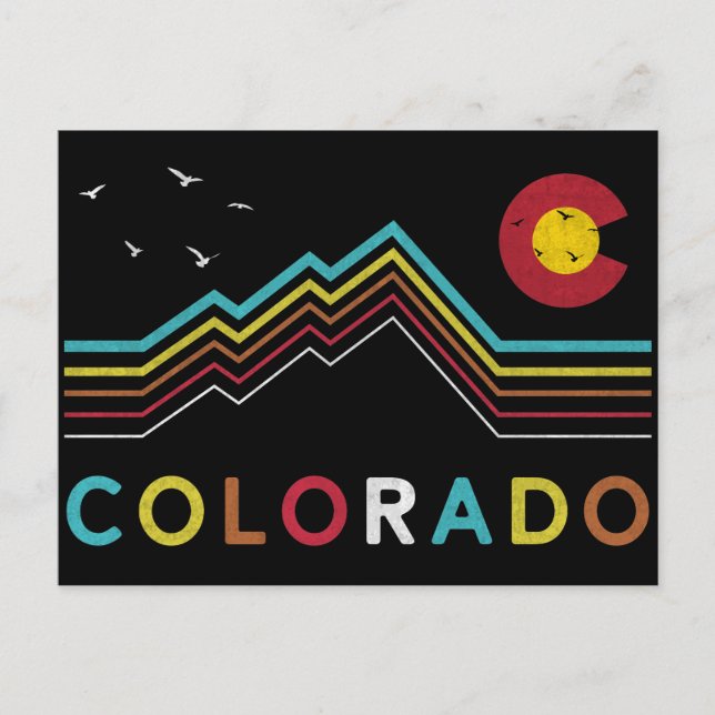 Carte Postale Retro Colorado Drapeau Rocky Mountain Souvenir (Devant)