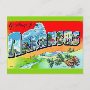 Carte postale rétro colorée de l'Arkansas