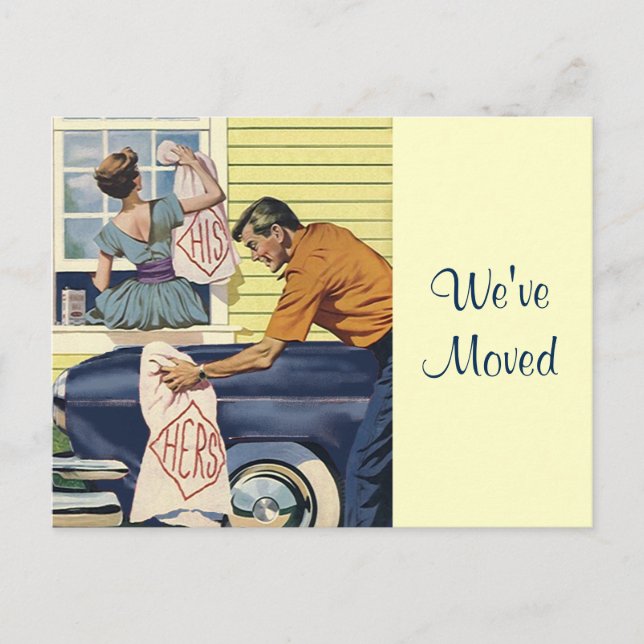 Carte Postale Retro Couple Nous avons déménagé Son (Devant)