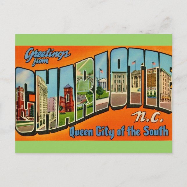 Carte postale rétro de Charlotte NC (Devant)