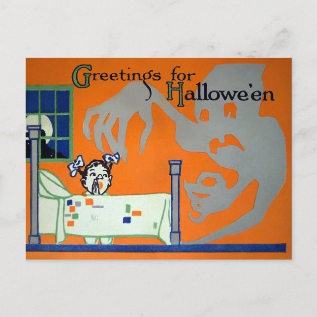 Carte postale rétro de fantôme creepy Halloween (Devant)