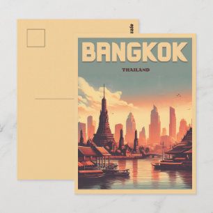 Carte Postale Rétro de la ville de Bangkok - Cadeaux de voyage e