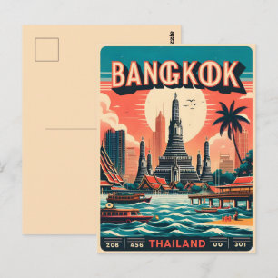Carte Postale Rétro de la ville de Bangkok - Cadeaux de voyage e