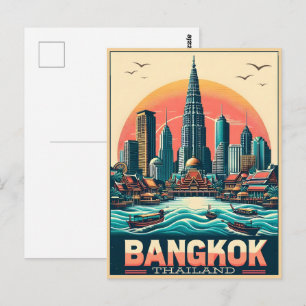Carte Postale Rétro de la ville de Bangkok - Cadeaux de voyage e