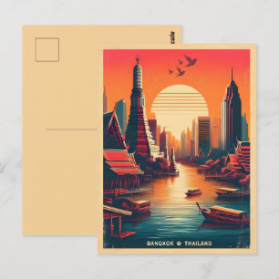 Carte Postale Rétro de la ville de Bangkok - Cadeaux de voyage e