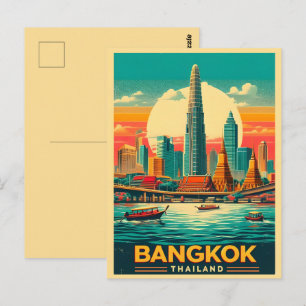 Carte Postale Rétro de la ville de Bangkok - Cadeaux de voyage e
