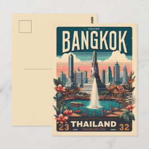 Carte Postale Rétro de la ville de Bangkok - Cadeaux de voyage e