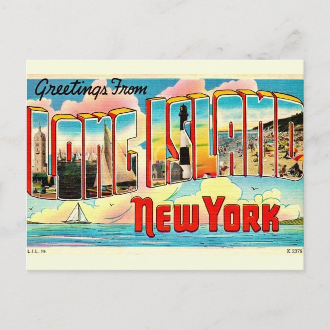 Carte postale rétro de Long Island (Devant)