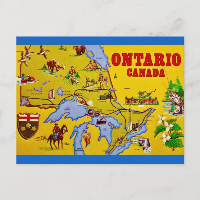 Carte postale rétro de l'Ontario Canada (Devant)