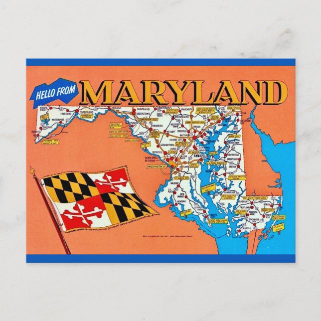 Carte postale rétro de Maryland (Devant)