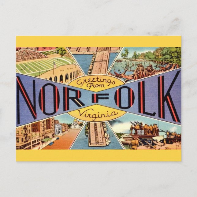 Carte postale rétro de Norfolk VA  (Devant)