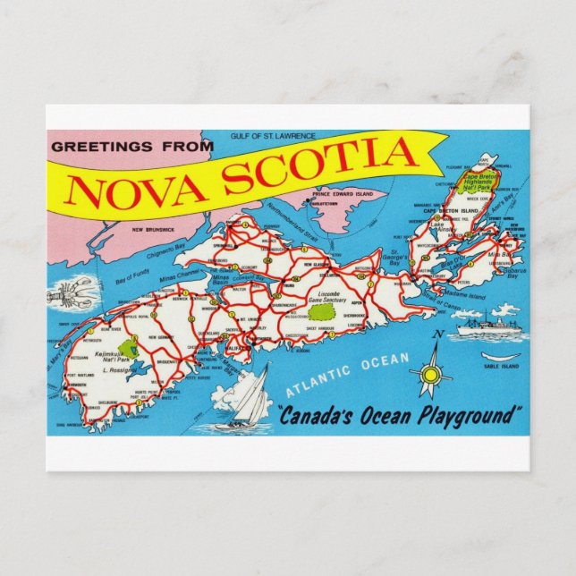 Carte postale rétro de Nouvelle-Écosse (Devant)