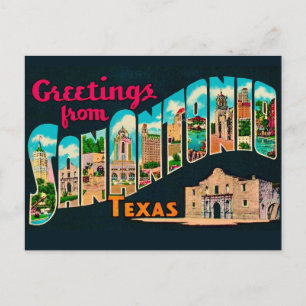Carte postale rétro de salutations San Antonio