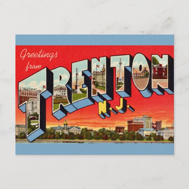Carte postale rétro de Trenton NJ (Devant)