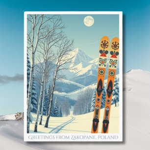 Carte postale rétro de vacances de ski à Zakopane 