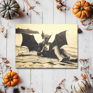 Carte postale rétro d'horreur d'un vampire vintage