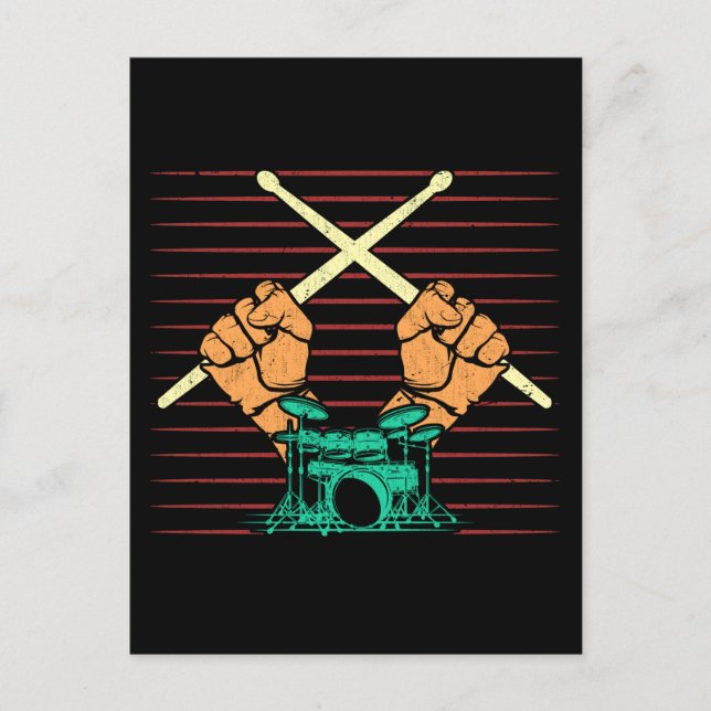 Carte Postale Retro Drum Sticks Music Lover Drummer (Devant)