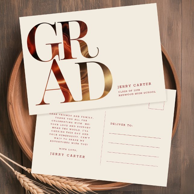 Carte Postale Rétro écriture simple diplômé de lycée graduation (Créateur téléchargé)