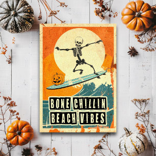 Carte Postale Retro Éffrayant été Goth Skeleton Surf