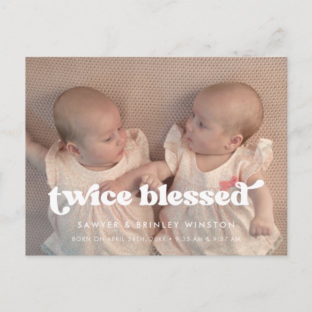 Carte Postale Retro élégant Twice Blessé Twins photo de naissanc (Devant)