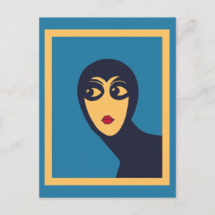 Carte Postale Rétro espace femme minimum Vector Art