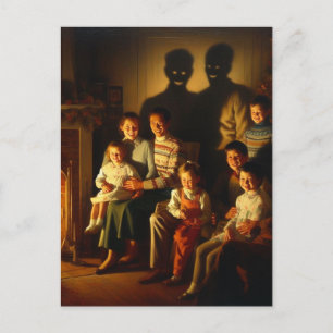 Carte Postale Rétro Famille Noël Horreur