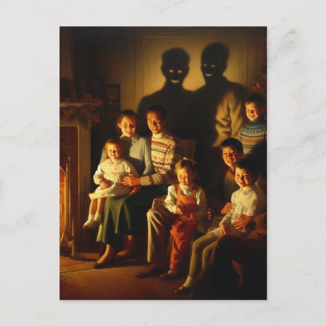 Carte Postale Rétro Famille Noël Horreur (Devant)