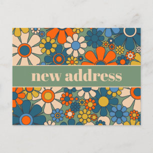 Carte Postale Retro Floral Nouvelle adresse / Déménagement