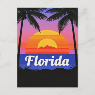 Carte Postale Retro Florida Sunset Vibes : Un paradis tropical