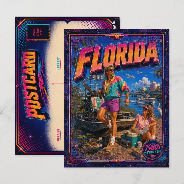 Carte postale rétro Floride des années 80 (Devant / Derrière)