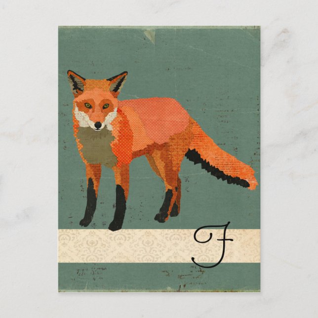 Carte postale Retro Fox Monogramme (Devant)