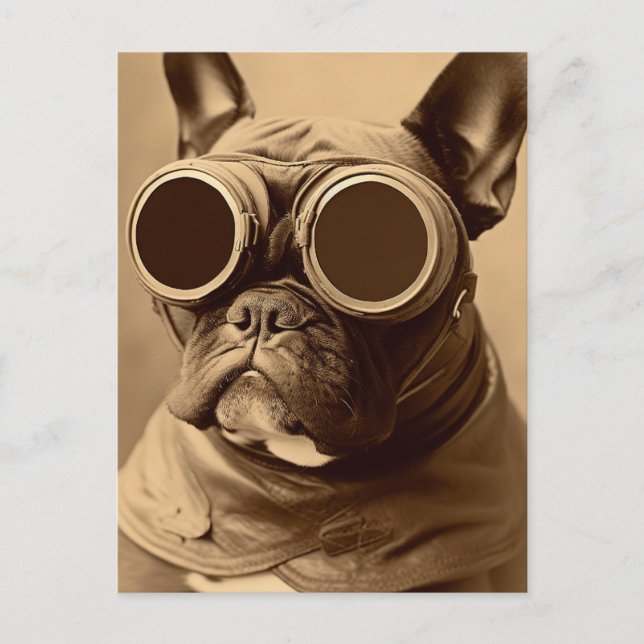 Carte Postale Retro Frenchie Sepia (Devant)