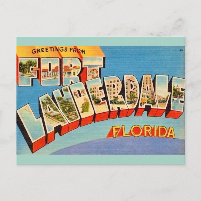 Carte Postale Retro Ft Lauderdale Floride (Devant)