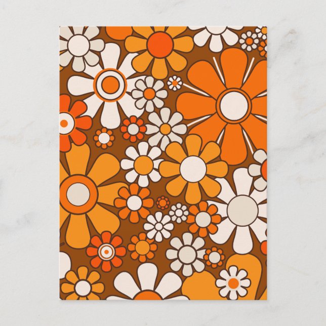 Carte Postale Retro Garden Floral 60s les années 70 Motif Brown  (Devant)