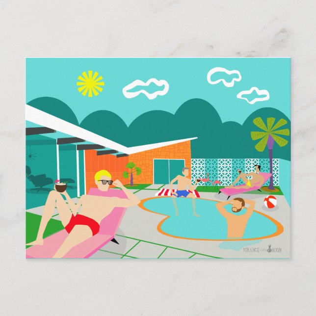 Carte postale Retro Gay Pool Party (Devant)