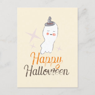 Carte Postale Retro Ghost Doodle Design Halloween