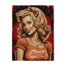 Carte postale Retro Girl Pin-Up - Style Vintage