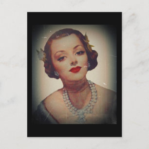 Carte Postale Retro Glam Girl Lipstick