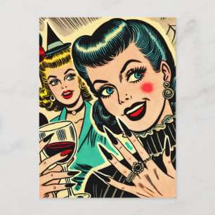 Carte Postale Retro gothique Halloween Girls Comics
