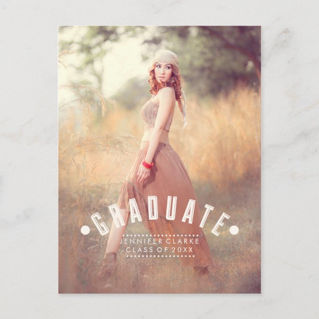 CARTE POSTALE RETRO GRAD | INVITATION DE LA FÊTE DE DIPLÔME (Devant)