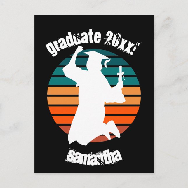 Carte Postale Retro Graduate Jumping pour Joy Rainbow (Devant)