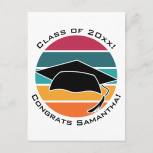 Carte Postale Retro Graduation Graduation Casquette Mortarboard