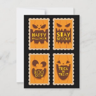 Carte Postale Rétro Halloween Citrouille Éffrayant Vintage Boo C