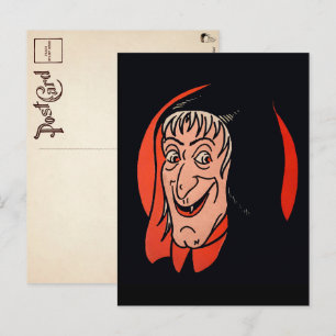 Carte postale Retro Halloween Witch Face